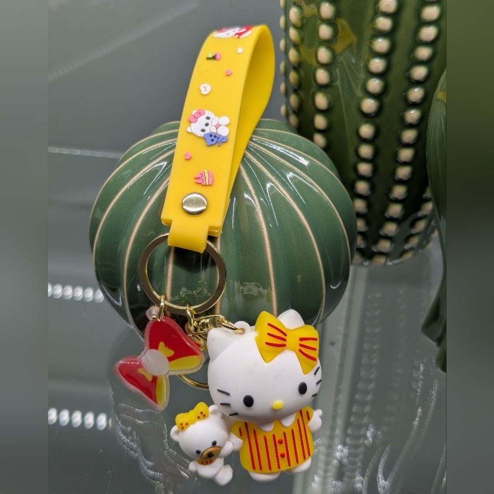 Hello Kitty Keychain/Bagcharm with Yellow Strap
